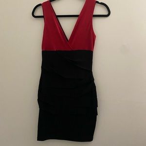 #72 size small Sweet storm body con style black and red dress